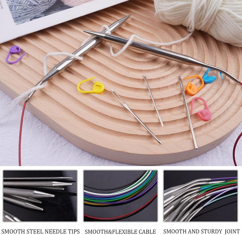 BsHooker Circular Knitting Needles 32inches/80cm,Size US 13(9mm) Stainless Steel Round Knitting Needles for Handmade Knitting DIY - Image 4